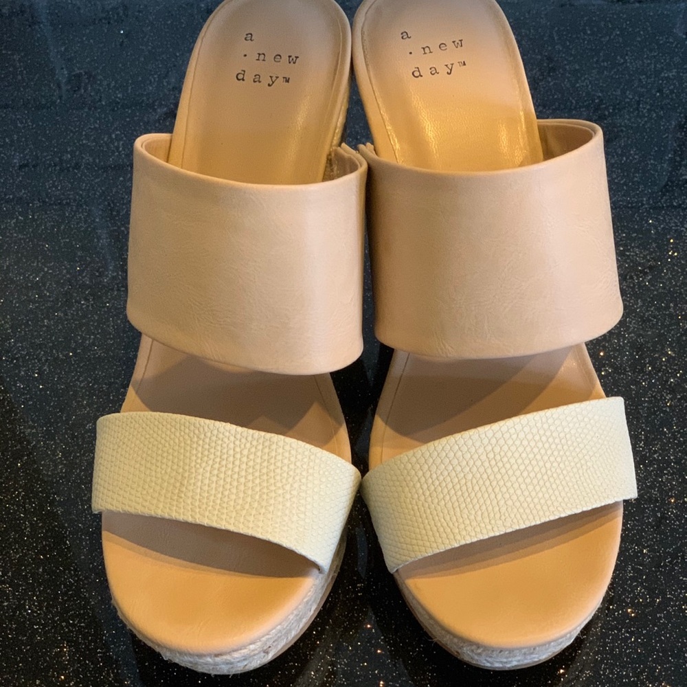 A new day nude and tan wedges